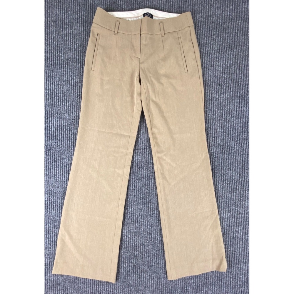 Ann Taylor LOFT Marisa Trouser Women 00P Tan Flare Leg Workwear Professional